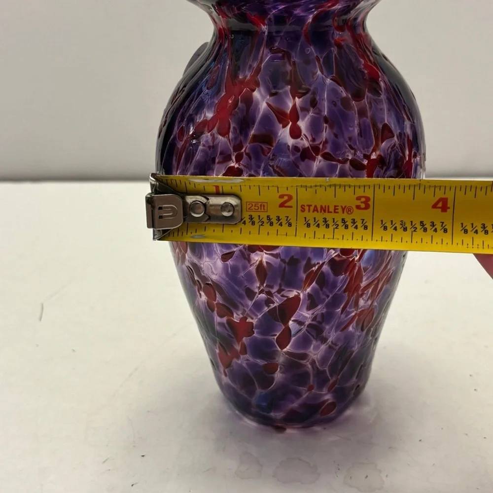 Purple and Red Art Glass Vase